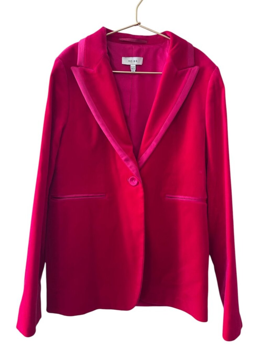 Reiss Bree Bright Pink Velvet Blazer Size 11-12 152cm